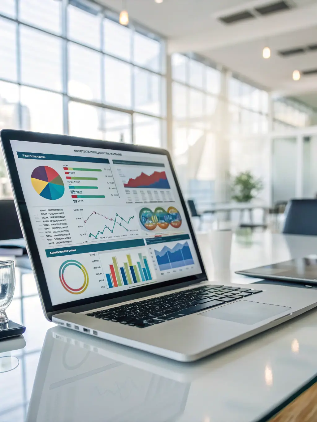 A predictive analytics model forecasting future trends based on historical data, visualized with confidence intervals and potential scenarios.